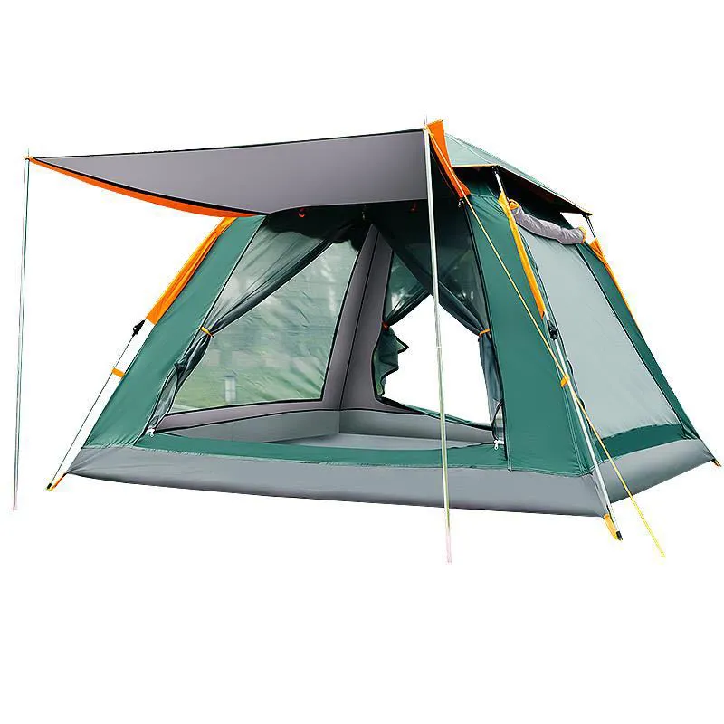 Водонепроницаемая уличная дешевая палатка, синий/темно-зеленый/кремово-белый, переносная 4 человека, навесная палатка