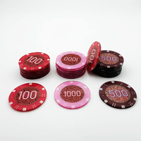 Vente en gros de jetons de poker ronds de casino imprimés personnalisés de haute qualité avec numéros jetons de poker en céramique s'il vous plaît