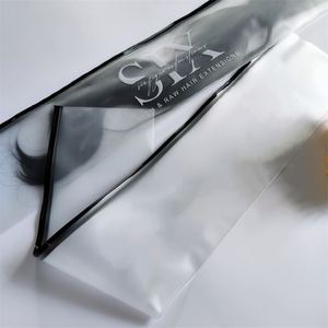 Custom Luxury Long Size PVC Frosted Transparent Plastic Package Bags For Wig Hair Extension Zip Lock Bag With Logo