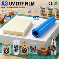 Film de transfert UV de qualité supérieure Qinyu, film autocollant UV DTF, feuille de film UV DTF A3