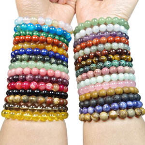 Magnifique 8mm Energy Power Crystal Reiki Healing Bracelet élastique pour femmes Trendy Semi-Precious Gemstones Beads Ball Shape - Product Image 1