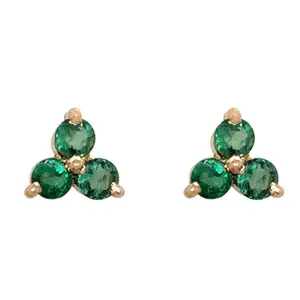 May Birthstone Jewelry Genuine Emerald Earrings From India Rose Real Gold Best Gift For Women