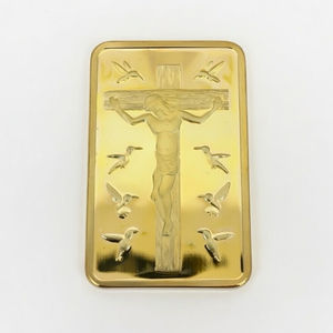 Moneda Bañada en Oro con los Diez Mandamientos y Jesús en la Cruz - Product Image 1