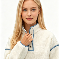 Sweat-shirt uni pour femme en coton doux, décontracté, à manches longues, en promotion