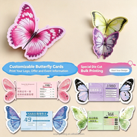 Carte pliante personnalisée en forme de papillon pour salon de beauté, spa capillaire, promotion commerciale, découpe sur mesure, impression couleur, vente en gros