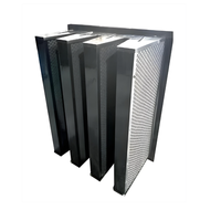 Struktur V Bank Baru Filter AC HEPA Fiberglass Aliran Udara Tinggi Efisiensi 99,95% 592x592x292mm