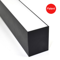 Profil en aluminium noir anodisé de 50mm pour suspension, profil LED noir avec couvercle à lumière diffuse opale