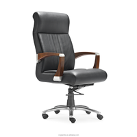 Chaise d'Invité Classique en Bois Massif avec Coussin en Cuir Noir Durable, Chaises de Bureau Robustes pour Visiteurs, Chaises de Bureau en Bois