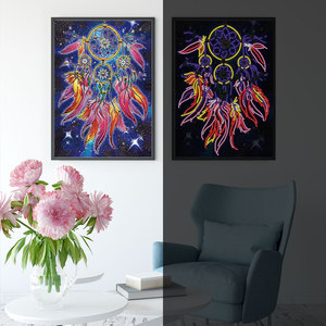 Homfun — peinture diamant avec éclairage lumineux de nuit, broderie complète 5D, pour le salon, bricolage - Product Image 3