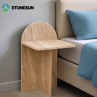 Table d'appoint en pierre naturelle beige moderne personnalisée StoneSun, prix direct du fabricant, décoration de meubles pour la maison