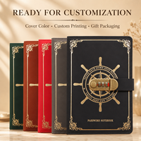 Carnet A5 à cadenas à combinaison avec roue de boussole, motif voile nautique, épaissi, 5 couleurs, stock important, offre pack de recharges