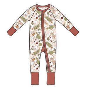 OEM Toptan Bebekler Yürümeye Başlayan Çocuklar Günlük Çeşitli Karakter Baskılı Bambu Uzun Kollu Çift Yönlü Fermuarlı Sonbahar Unisex Tulum - Product Image 4