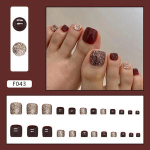 <span class=keywords><strong>Vernis</strong></span> à ongles pour pieds de mariée style français, rouge vin, Nouvel An, champagne, application solide, plastique pour pieds, complet - Product Image 6