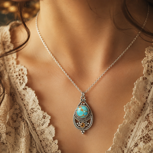 Collana con ciondolo a goccia per donna, design vintage, collana da indossare tutti i giorni - Product Image 2