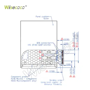 Wisecoco admite resolución de pantalla personalizada brillo tamaño de pantalla 4,8 pulgadas MIPI 60 pines 150cd/m2 1792*2240 pantalla Lcd