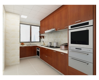 Îlot de cuisine modulaire moderne et minimaliste, écologique et ignifuge, avec tiroir en panneau de particules acrylique, panier, robinet, évier et charnière