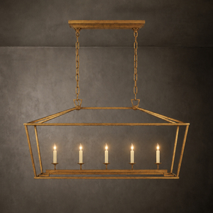 Antique Gold Metal Lantern Pendant <b>Light</b> 4 <b>Lights</b> Cage Chandelier For Kitchen Island Foyer Entryway Hallway Decoration - Product Image 3