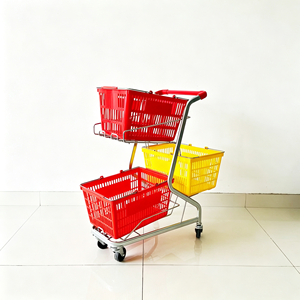 Chariot de courses en fil métallique pour supermarché, 340L, grande capacité, robuste, roues pivotantes silencieuses, kit pour usage en magasin d'alimentation et de détail - Product Image 5