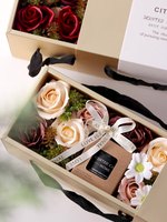 Cadeau de fête des mères lot de 2 bougies en cire de soja fleur artificielle rose mariage fête d'anniversaire coffret cadeau bougies
