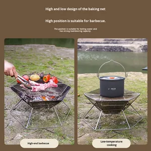 Parrilla de Carbón de Acero Inoxidable para Acampar al Aire Libre, Brasero Hexagonal Plegable, Portátil y Desmontable, Venta al por Mayor de Fábrica - Product Image 2