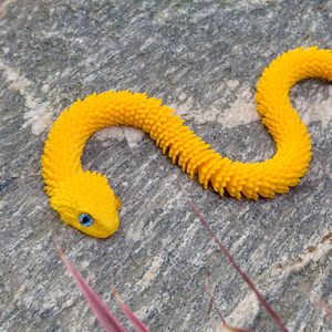 12 Gold Viper <span class=keywords><strong>Snake</strong></span> <span class=keywords><strong>Toy</strong></span> 3D Impresso Realista Flexível Articulado Fidget Design Plástico Home Office Desk Decoração Animais Dinossauros - Product Image 2