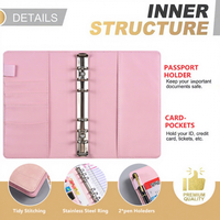 Carnet de budget A6 en cuir PU Macaron, organiseur de trésorerie avec serrure à combinaison, rechargeable à 6 anneaux, personnalisable avec logo