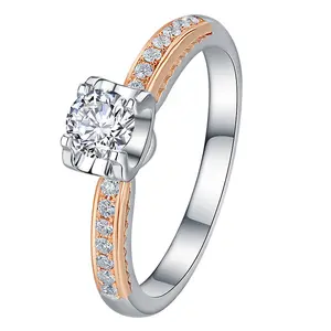 VFOOK Good Diamond 18K White Gold Natural Diamond Classic Engagement Rings With 0.3ct 0.4ct H Color VS SI Clarity