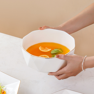 北欧シンプル6コーナーダイヤモンド絵画ゴールドリムセラミックプレートボウル皿スプーン食器セットホームレストランホテル卸売 - Product Image 4