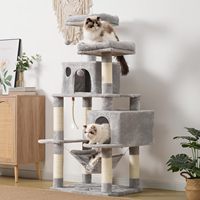 STELLAR PATH Fabricant Grossiste Arbre à chat tour style simple en sisal et peluche courte Gris Beige Marron