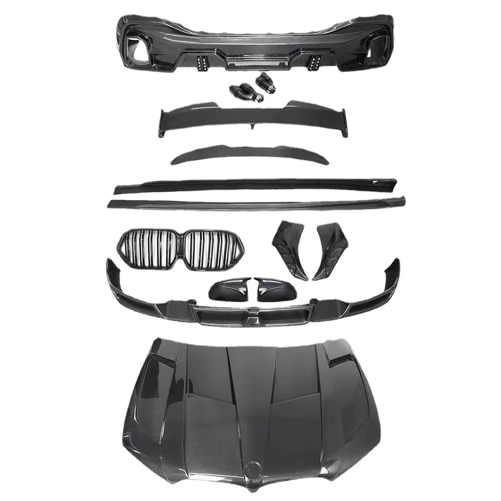 LD Style X6 G06 Kit Bodykit untuk BMW, perlengkapan bodi serat karbon, penyebar bibir panggangan depan, tudung kap mesin cermin samping, pipa pembuangan