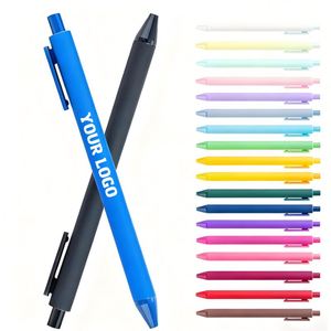 Best Bulk Plastic <b>Cheap</b> Multicolored Rubber Coated Ballpoint Pens With OEM Retractable Custom Printed Logo for Stationery - Product Image 1