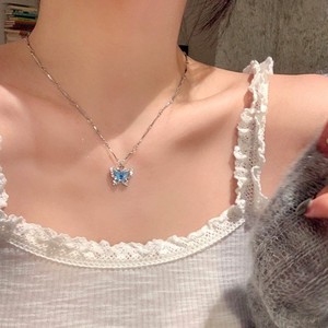Summer Double-layered <b>Butterfly</b> Alloy Silver Plated Link Chain Choker Necklace for Women Party <b>Light</b> Luxury High-end - Product Image 3