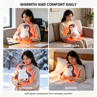 Peluche chauffante USB en forme de pingouin avec 3 niveaux de température, protection contre la surchauffe, compagnon en peluche pour enfants et adultes, compagnon de bureau à domicile