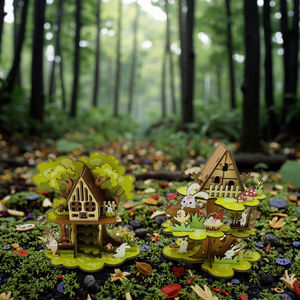 Nosto Puzzle 3D in Legno Personalizzato a Tema Coniglio e Foresta, Giocattolo Educativo Ecologico Fai-da-Te, Decorazione per Casa, Regalo Artigianale Verde 51~100 - Product Image 3