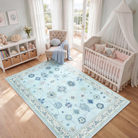 Boho Blau 5x7 Waschbare Teppiche für Wohnzimmer, Weiche Rutschfeste Teppiche für Schlafzimmer Kinderzimmer, Farmhaus Vintage Ultra Dünne Innenraumteppiche