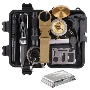 Hot Sales Survival Gear Kits 13 in 1- Outdoor Emergency SOS Survival Tool for Wilderness/Trip/Cars/Hiking/Camping gear