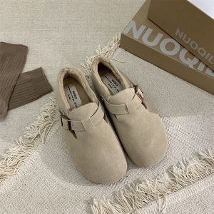 Chaussures en cuir et coton peluche pour femmes, style Bocken, nouveau style 2027, style japonais rétro automne-hiver, chaussures plates monobloc - Product Image 4