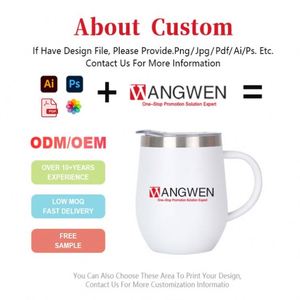 Gobelet isotherme en acier inoxydable de 12 oz à double paroi avec poignée, forme œuf, pour vin et café, personnalisable avec logo - Product Image 2