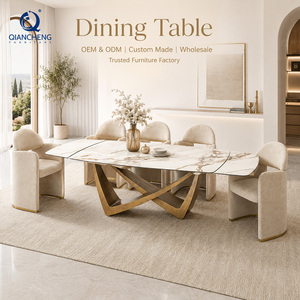 Tavolo da Pranzo <span class=keywords><strong>con</strong></span> 8 Sedie, <span class=keywords><strong>Piano</strong></span> <span class=keywords><strong>in</strong></span> Ceramica Effetto Marmo 12mm, Set Tavolo da Pranzo Allungabile Moderno per Casa - Product Image 1