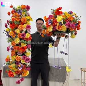 ของตกแต่งโต๊ะงานแต่งงานสไตล์สวน LEDA รูปดอกกุหลาบหลากสี ลูกบอลดอกไม้สีส้มขนาดใหญ่ พร้อมดอกไม้ห้อยประดับ - Product Image 1