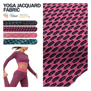 Tissu jacquard en polyester et élasthanne, extensible dans quatre sens, respirant, pour vêtements de sport féminins - Product Image 1