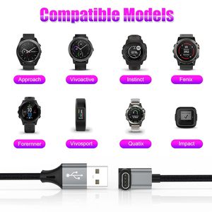 Cavo per caricabatterie da 3,3 piedi per smartwatch Garmin con cavo di ricarica intrecciato a forma di L per accessori Smart Watch Fenix - Product Image 3