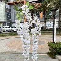 Bunga Wisteria Sutra Putih Buatan, Untaian Panjang untuk Dekorasi Pernikahan, Pesta, Latar Belakang, dan Rumah