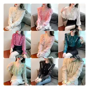 Wholesale Vintage Chinese Stand-up Button-down Top Ladies Spring And Autumn New Fashion High-end Long-sleeved Printed Shirt