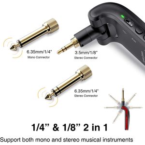 Lekato <b>Wireless</b> Guitar Transmitter <b>Receiver</b> 2.4GHz Rechargeable 6 Channel for Electric Guitar Bass - Product Image 2