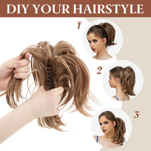 Nuevo diseño, Clip de garra, <span class=keywords><strong>moño</strong></span> desordenado, <span class=keywords><strong>postizo</strong></span> instantáneo Updo, <span class=keywords><strong>moño</strong></span> recto, metales flexibles, extensiones de cabello de cola de caballo corta - Product Image 6