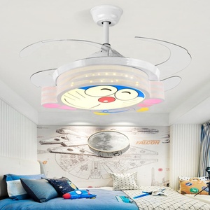 Vente chaude Ventilateur de plafond lumineux personnalisé de 42 pouces pour appareils électroménagers rose bleu Doraemon coloré avec lampe - Product Image 4