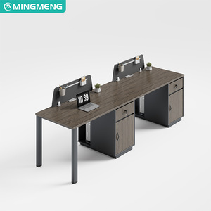 Poste de travail de bureau contemporain - Bureau de bureau avec tiroirs et chaises - Product Image 2