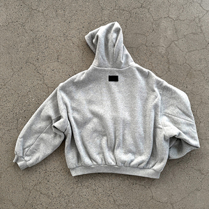 신상품 캐주얼 빈티지 레트로 블루 체크무늬 패치워크 디자인 양면 지퍼 후드티 - Product Image 4