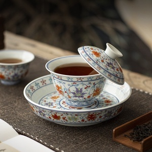 A bowl of two <b>cups</b> of dry bubble retro kung fu tea set two hover cover bowl teacup pot gift box - Product Image 2